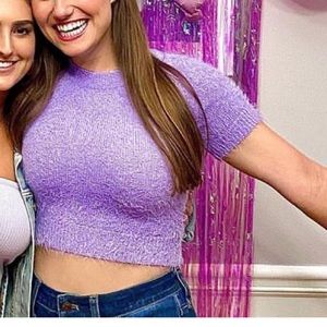 Purple Fuzzy Crop Top Size Medium